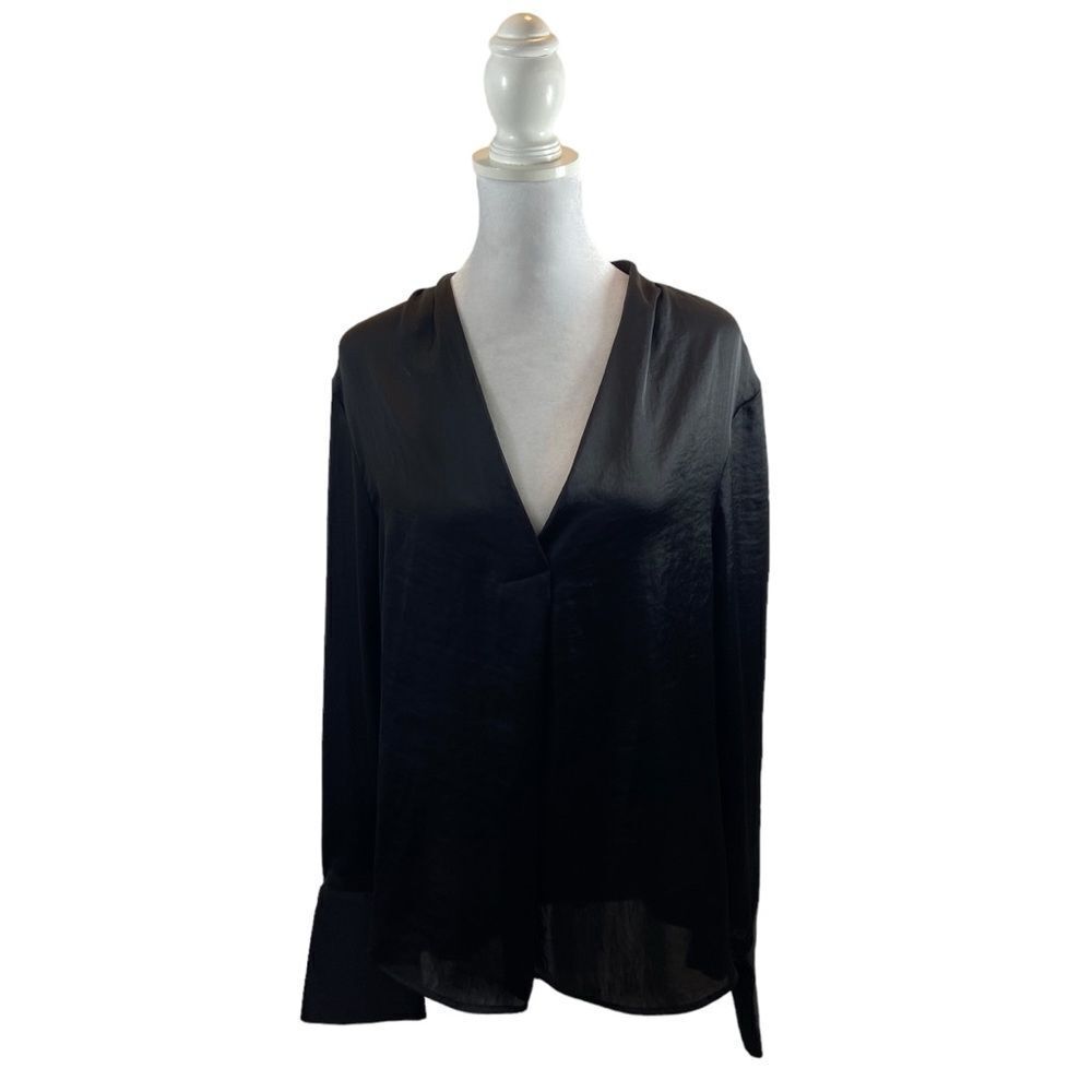 Ladies Kenneth Cole Black V Neck Long Sleeve Blouse Size‎ XL